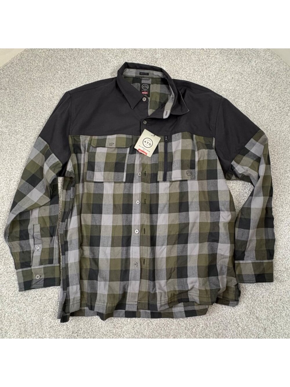 Wrangler ATG Mens Plaid Shirt 2X-Large Organic Cotton Recycled Polyester New